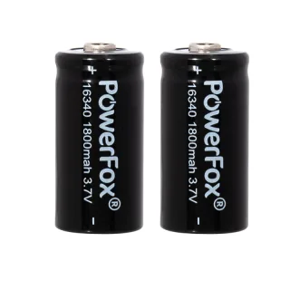 Zwei PowerFox 16340 Akkus für kompakte Laserpointer