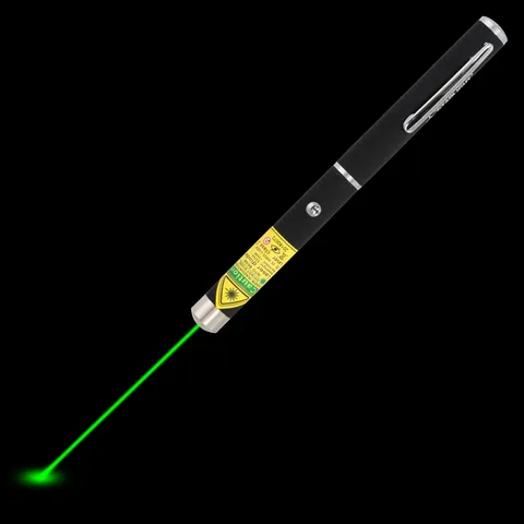 Grüner Laserpointer Stift X1 mit sichtbarem Laserstrahl im Dunkeln