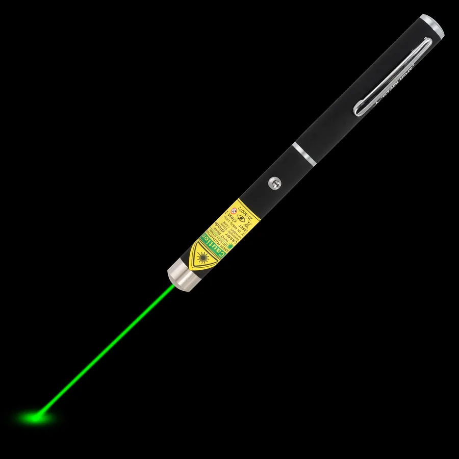 Grüner Laserpointer Stift X1 mit sichtbarem Laserstrahl im Dunkeln