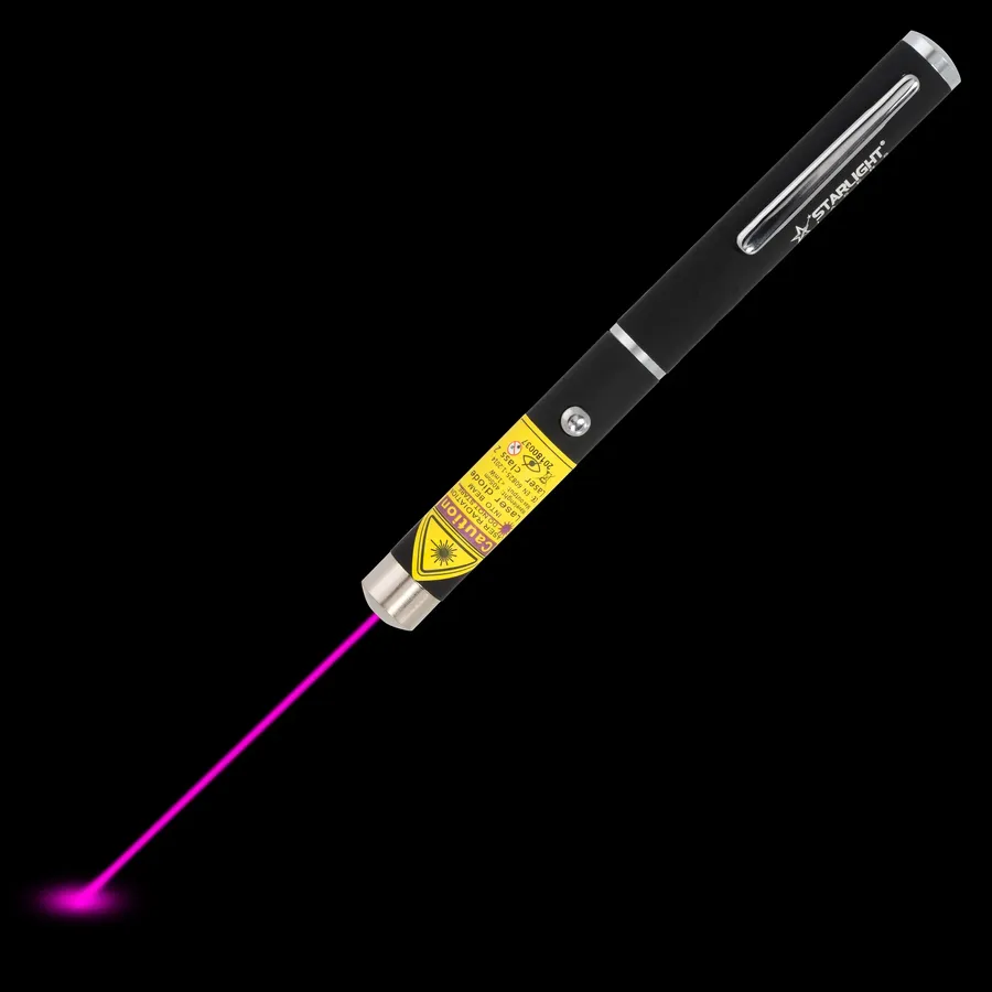 Violetter Laserpointer Stift Z1 mit sichtbarem Laserstrahl im Dunkeln